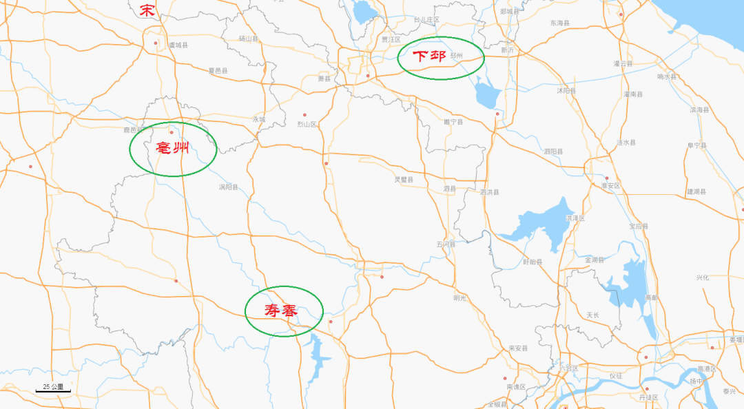 楚军在后,寿春的位置.